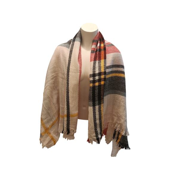 Funky Monkey Women's Plaid Multi-Color Blanket Scarf - Picture 4 of 4